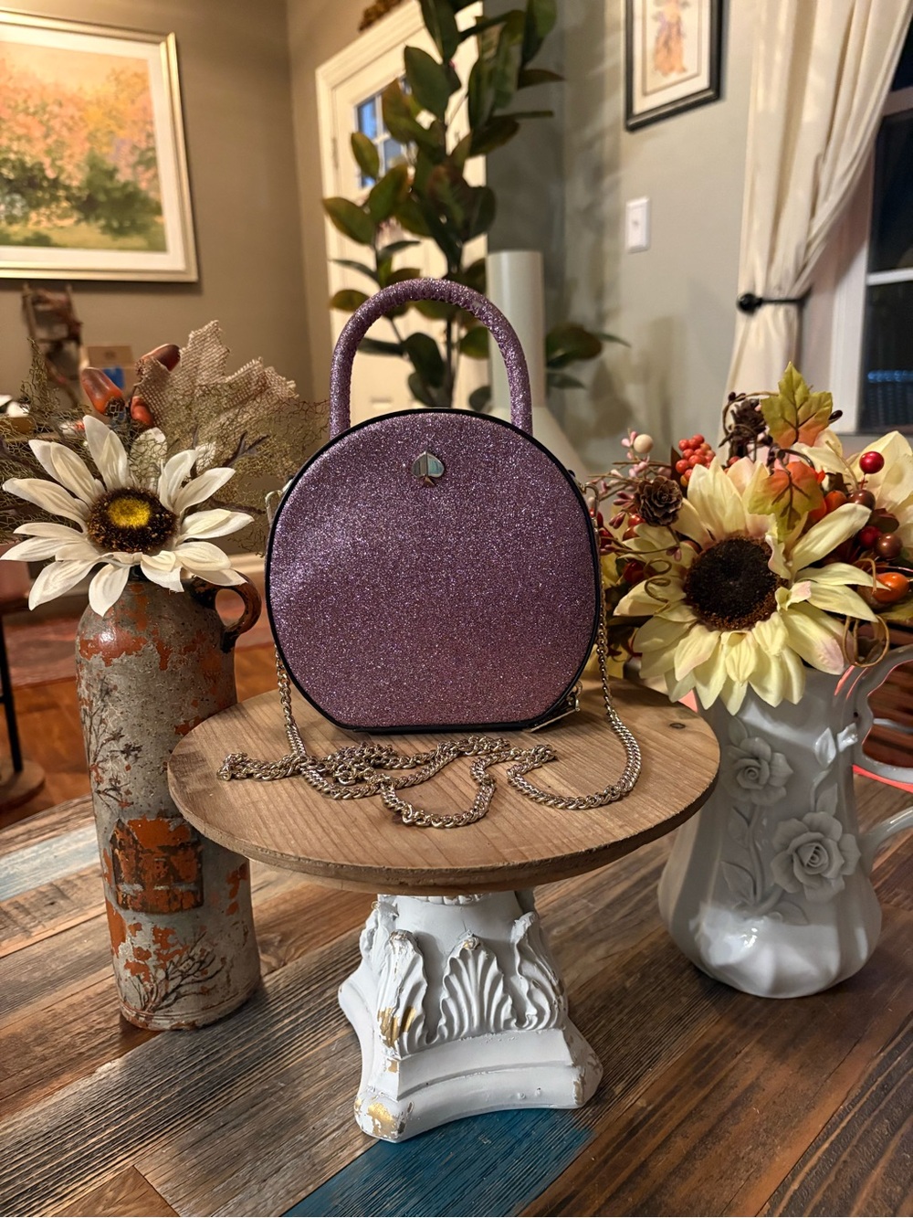 Kate Spade Andi Purple Glitter Mini Canteen Crossbody Bag